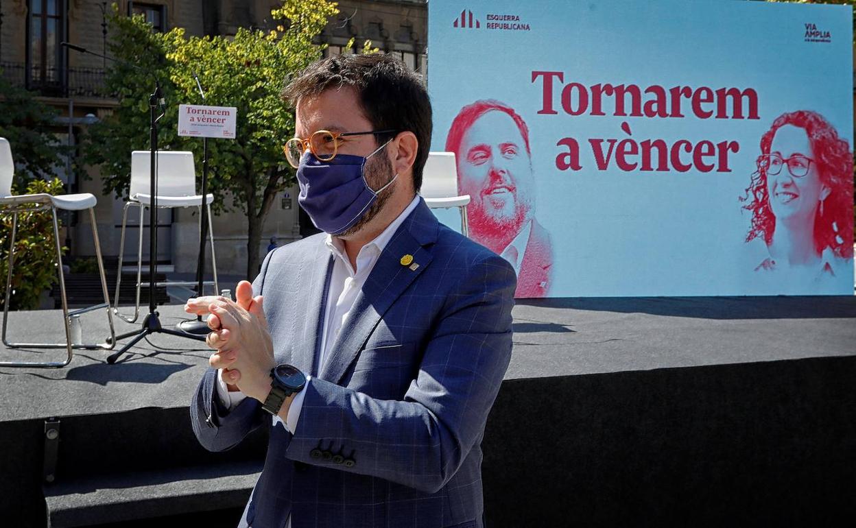 Pere Aragonès, durante un acto de ANC este sábado.