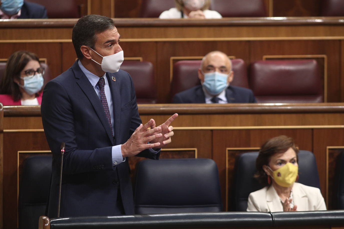 Pedro Sánchez, durante la última sesión de control al Gobierno en el Congreso de los Diputados.