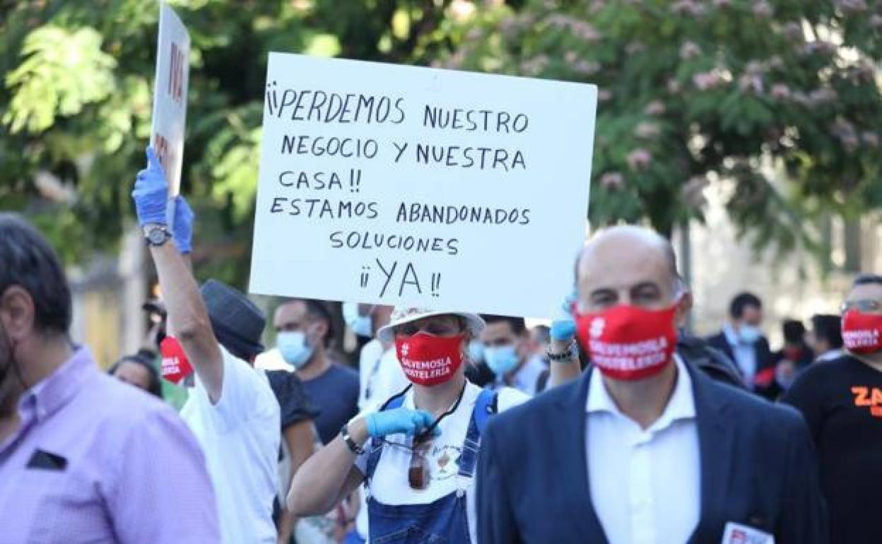 Imagen de una protesta de trabajadores de la hostelería. 