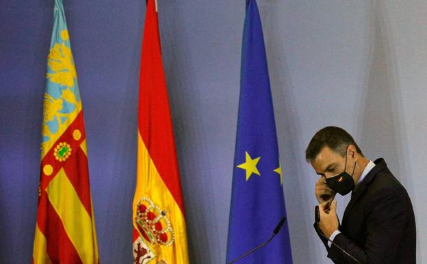 Pedro Sánchez durante su intervención en el acto celebrado este jueves en Valencia.