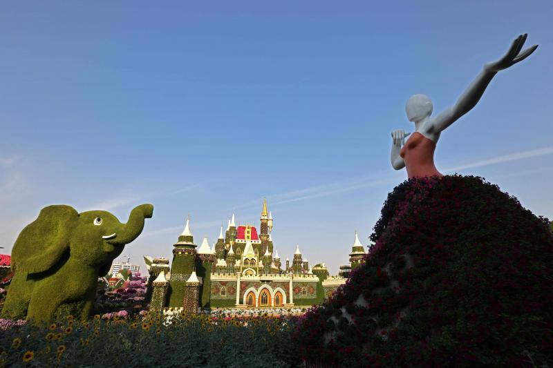 El Dubai Miracle Garden, el jardín de flores más grande del mundo, es el hogar de gigantes estructuras y millones de variedades de flores y plantas. Allí habitan enormes gatos, aviones que parecen hechos a escala real, caballos que multiplican su tamaño o gigantes elefantes. Y todas estas construcciones tienen en común que están realizadas con flores y plantas. 