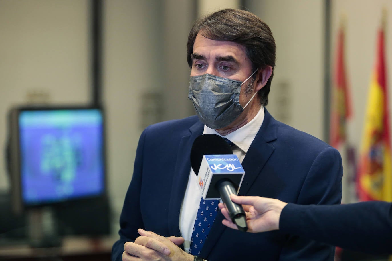 El consejero de Fomento y Medio Ambiente, Juan Carlos Suárez-Quiñones, mantiene por videoconferencia la reunión de coordinación de la campaña de Vialidad Invernal 2020-2021 con los delegados territorialesjnta