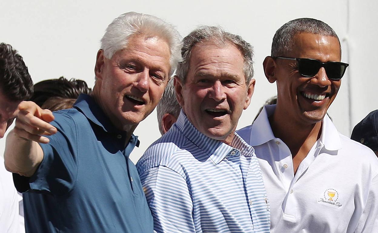 Los expresidentes Clinton, Bush y Obama. 