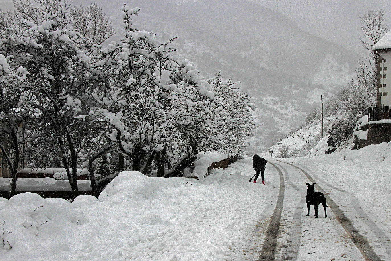 Las zonas altas de la provincia se mantienen cubiertas de blanco tras un nuevo frente frío este martes.