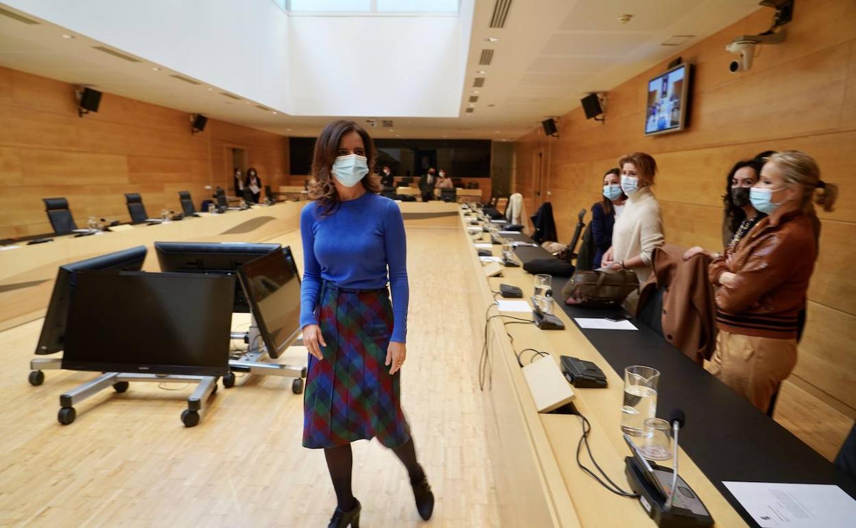 Ana Carlota Amigo, consejera de Empleo e Industria, en la comparecencia en las Cortes de este viernes.