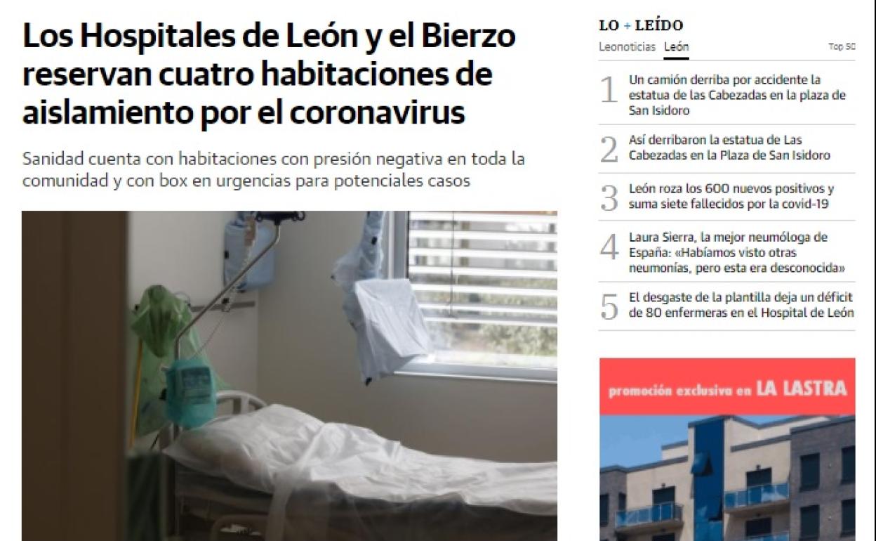 Vista de la noticia publicada en leonoticias. 