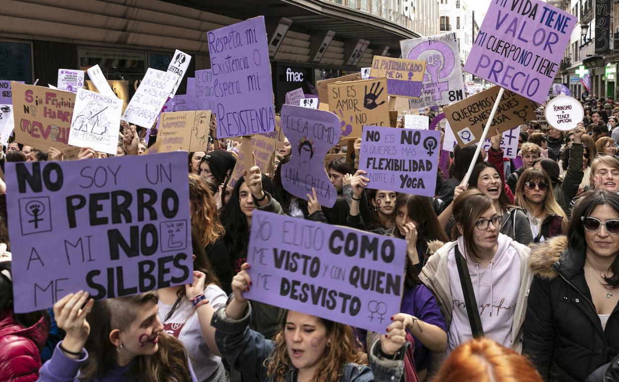 Una manifestación feminista contra las agresiones sexuales en el centro de Madrid.
