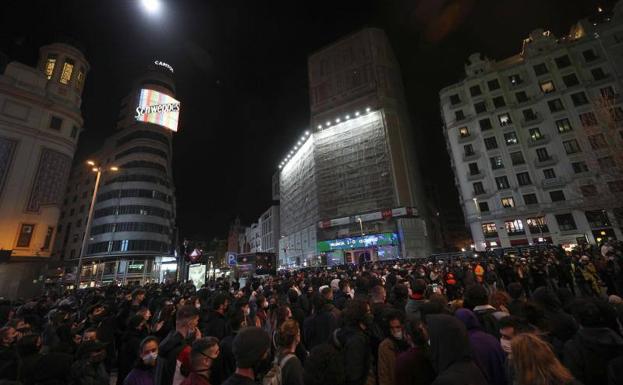 Concentración en la Plaza de Callao, en Madrid.