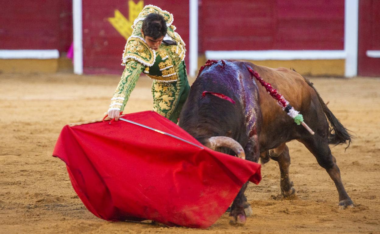 El torero Miguel Ángel Perera durante la faena que trato de registras como obra riginal. 