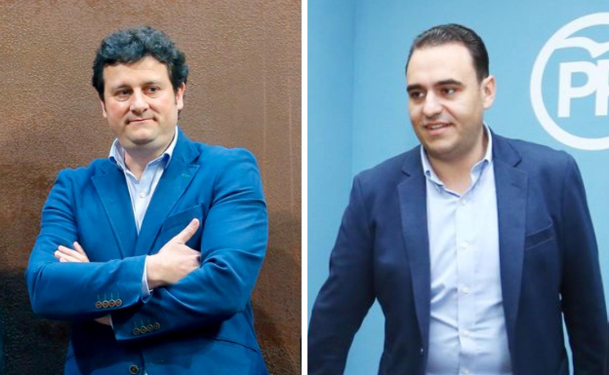 José Miguel González Robles y el actual alcalde de Villaquilambre, Manuel García, (izquierda) unidos por la militancia en el PP y numerosos contratos ligados entre el Ayuntamiento de Villaquilambre y la promotora del diputado nacional que falsificó su título de derecho.