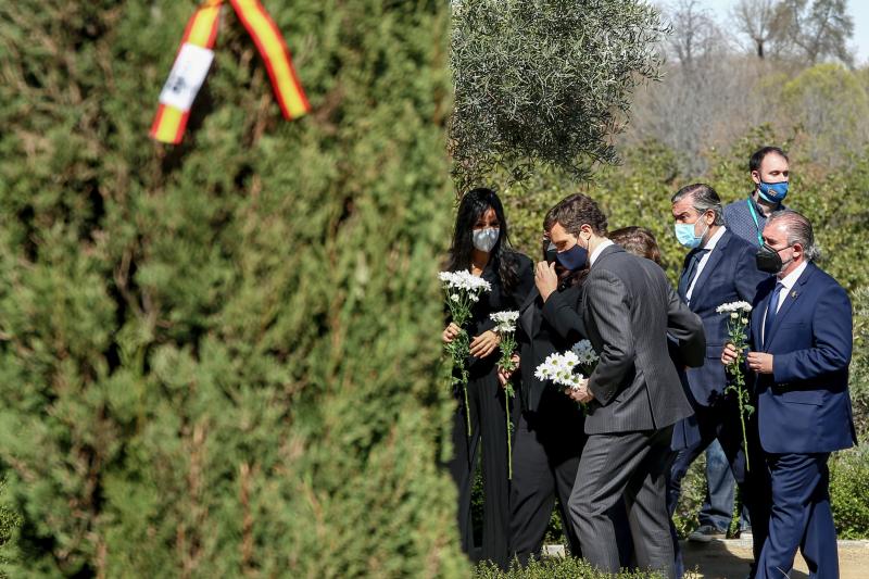 La vicealcaldesa de Madrid, Begoña Villacís; el presidente del PP, Pablo Casado; el alcalde de Madrid, José Luis Martínez-Almeida, y el consejero de Justicia en la Comunidad de Madrid, Enrique López