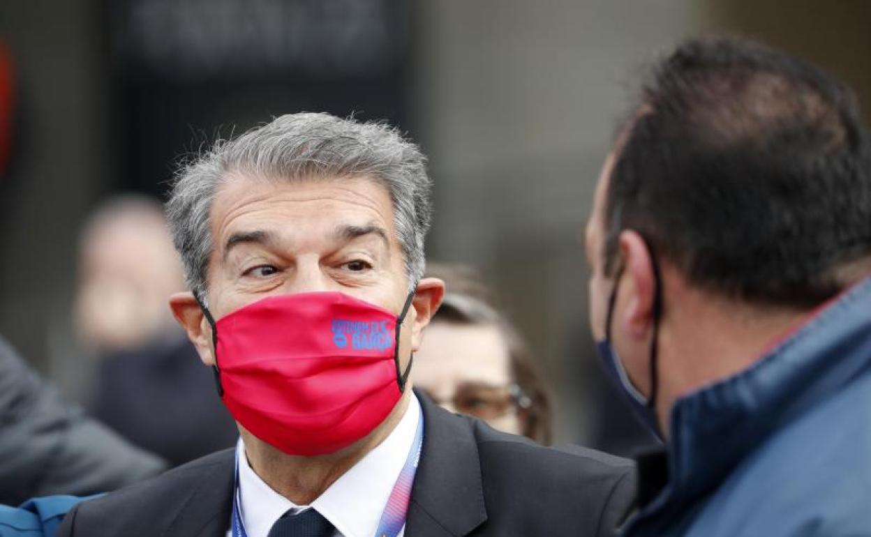 Joan Laporta, tras votar el pasado 7 de marzo en el Camp Nou. 