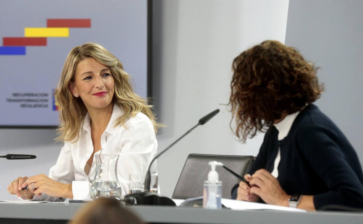 La ministra de Trabajo, Yolanda Díaz, durante una rueda de prensa tras Consejo de Ministros. 