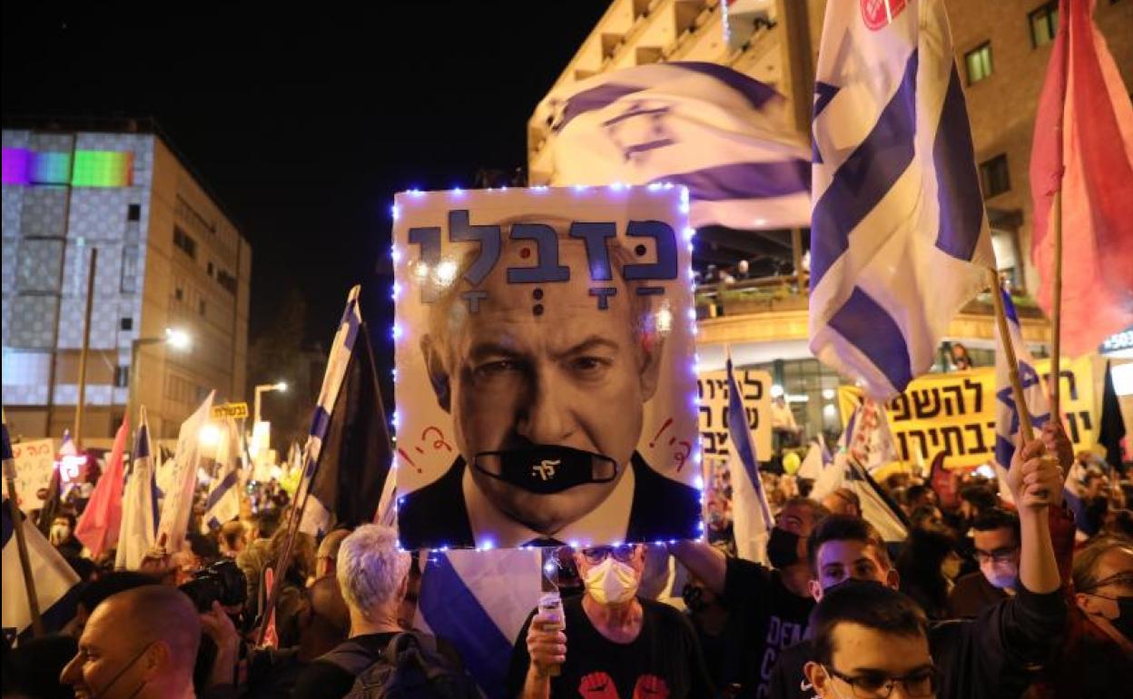 Manifestación contra Netanyahu, el pasado sábado.