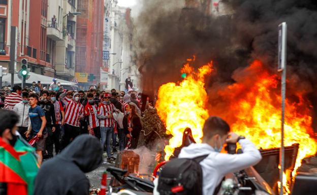 Imagen de los disturbios registrados este sábado en Bilbao. 