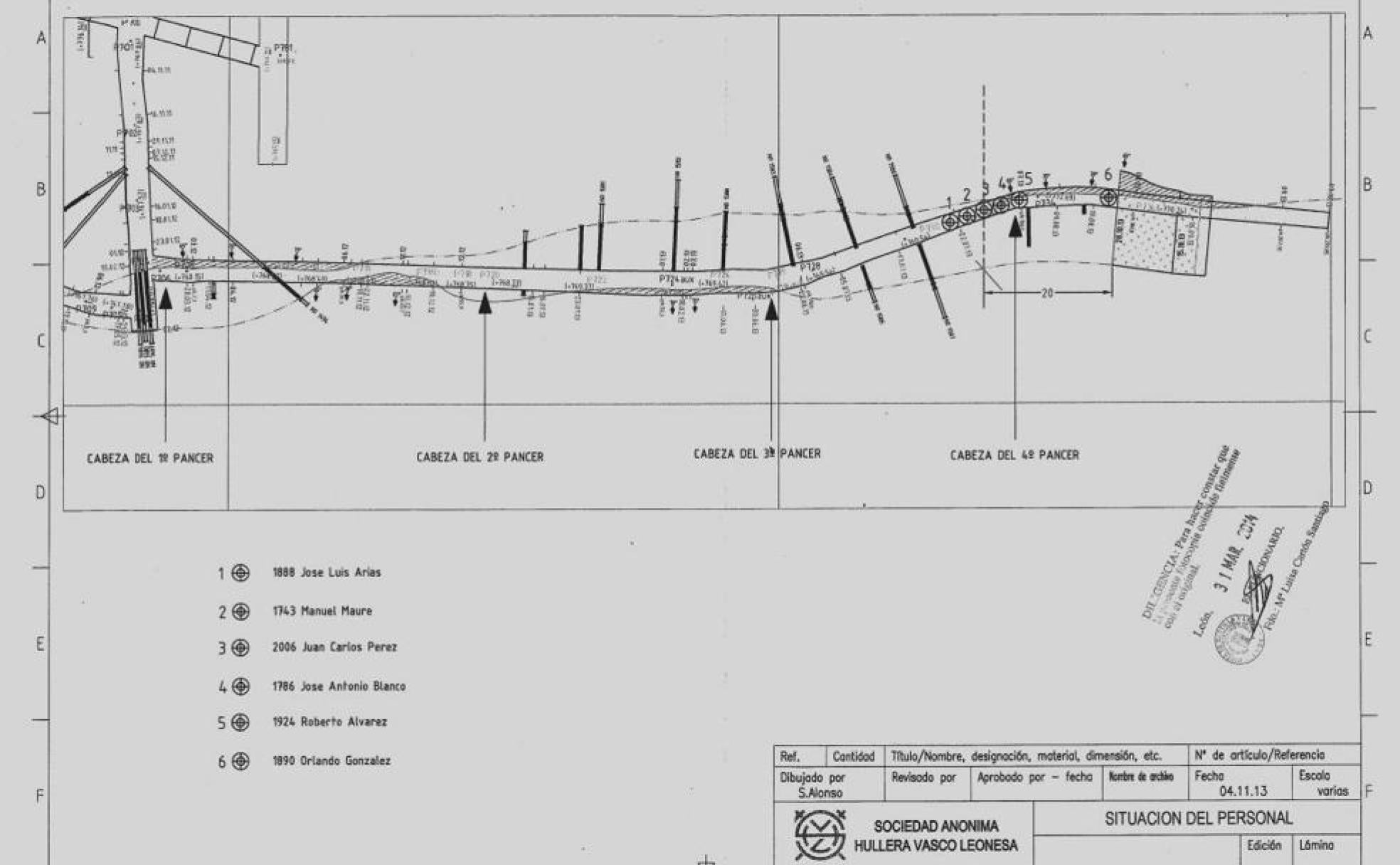 Imagen del plano detalle sobre la ubicación de los mineros.