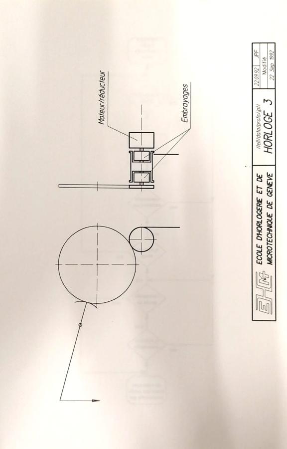 Diseño del motor reductor y los embragues del reloj.