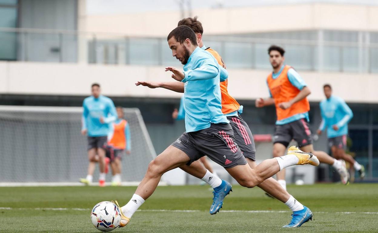 Eden Hazard, en un entrenamiento del Real Madrid. 