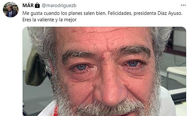 Captura del mensaje de Miguel Ángel Rodríguez en Twitter.