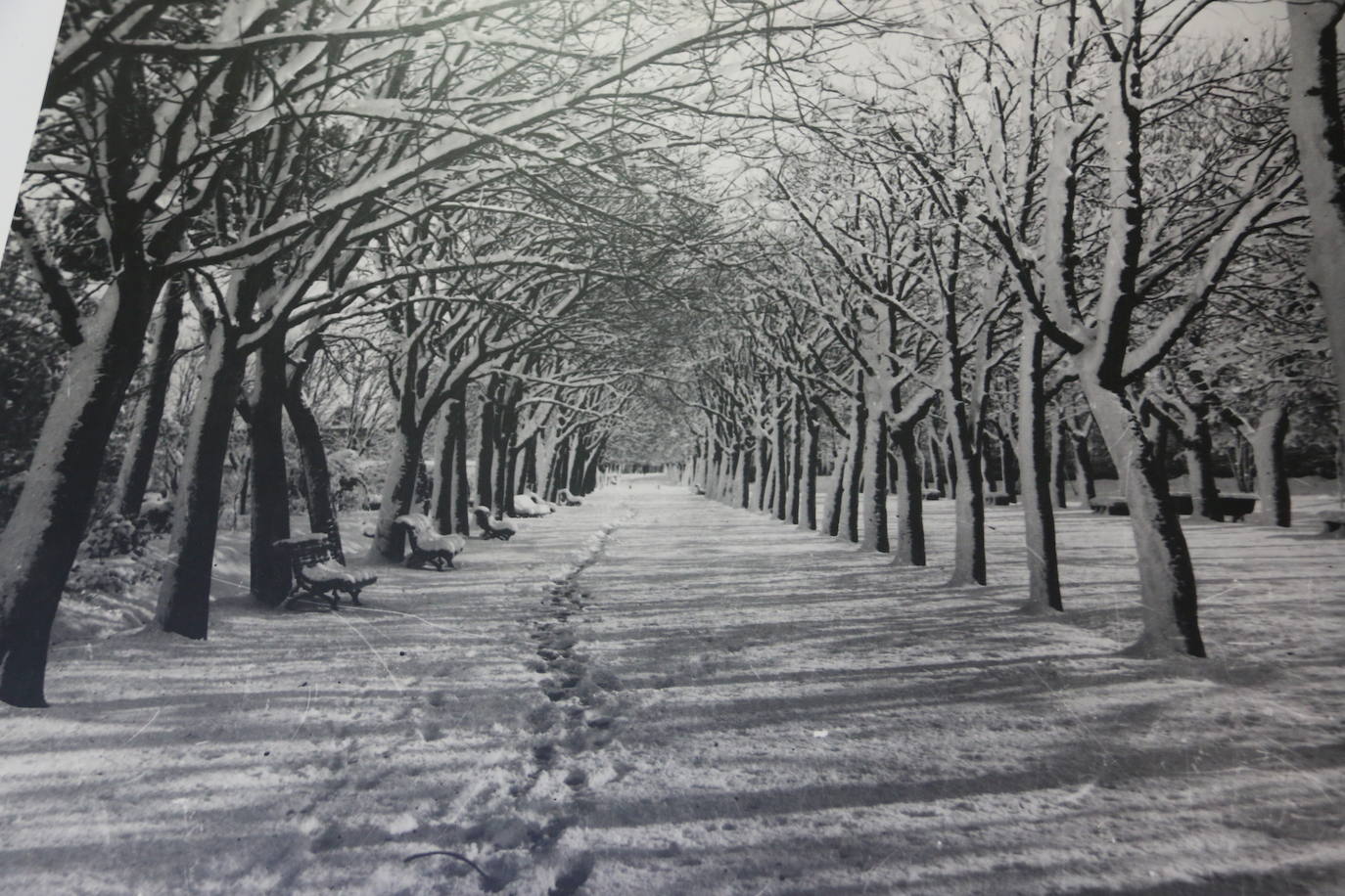 Paseo del Calvario, bajo la nieve, que comprende ahora el área de Papalaguinda hasta el cruce con Lancia.