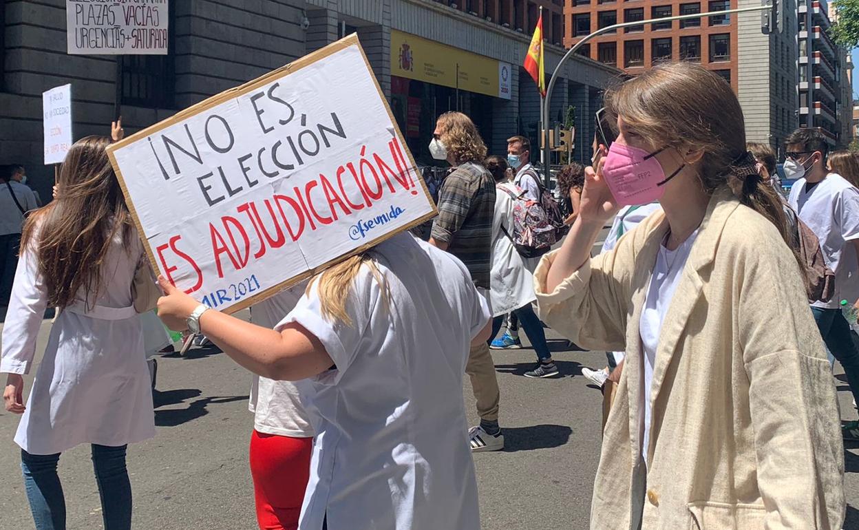 Imagen de las protestas este martes en Madrid. 