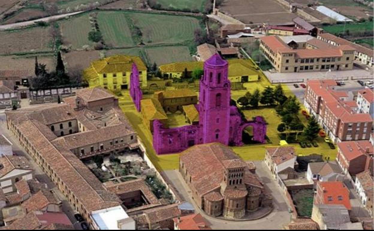 Recreación del proyecto de recuperación del monasterio, ahora en ruinas.