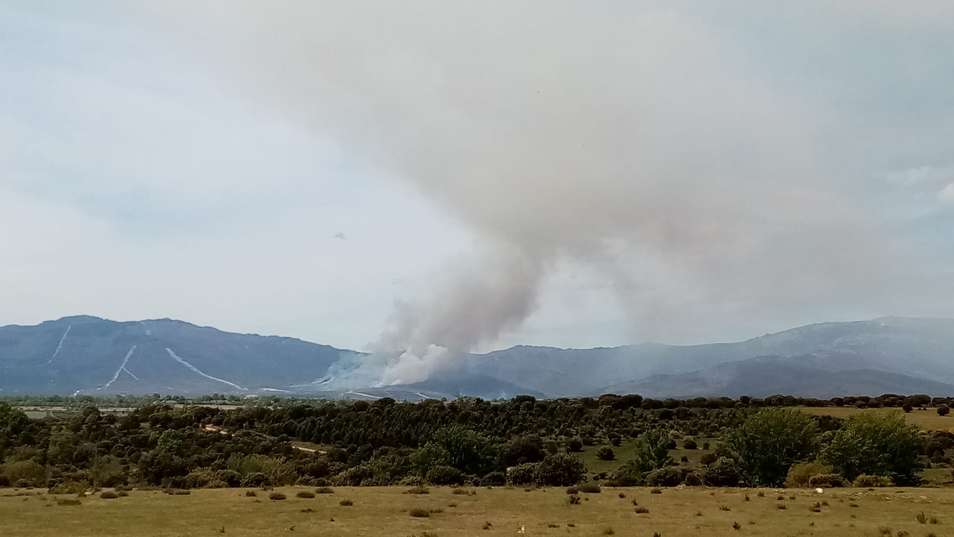 En la zona tan solo pueden intervenir medios aéreos ante la imposibilidad de actuar equipos terrestres por ser zona militar con numerosos explosivos activos | El fuego se ha propagado desde su núcleo entre los ríos Llamas y Espino. 