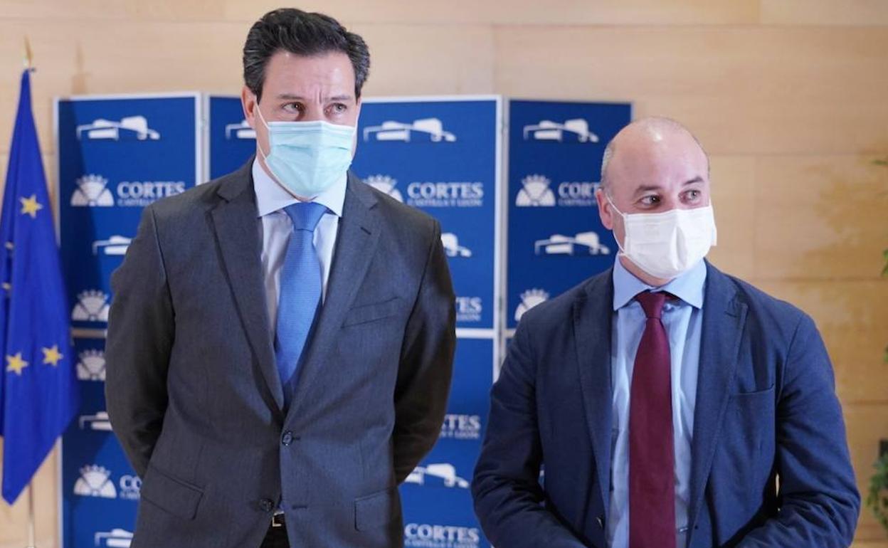 Los portavoces de PP y Ciudadanos Raúl de la Hoz y David Castaño.