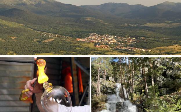 Arriba, vistas de la zona. Debajo, maestro vidriero. y Montes de Valsaín.