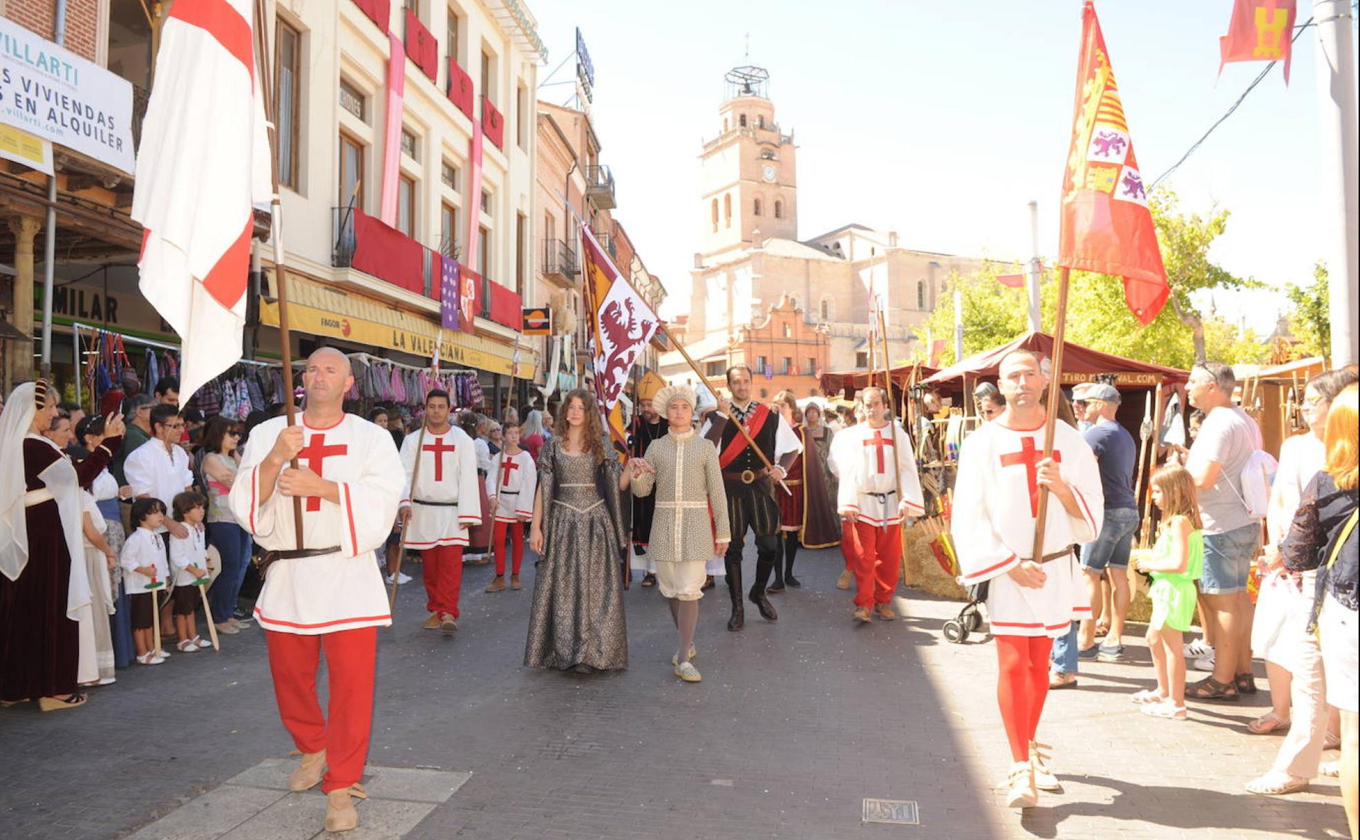 Recreación histórica de la llegada de los hermanos Isabel y Alfonso y su séquito real a las Ferias de Medina en el siglo XVI.