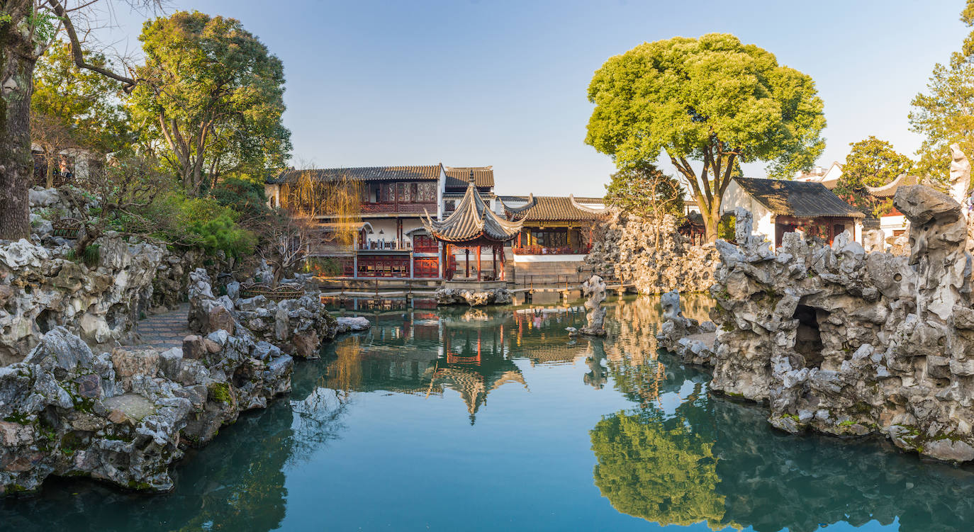 Jardines clásicos de Suzhou, China. 