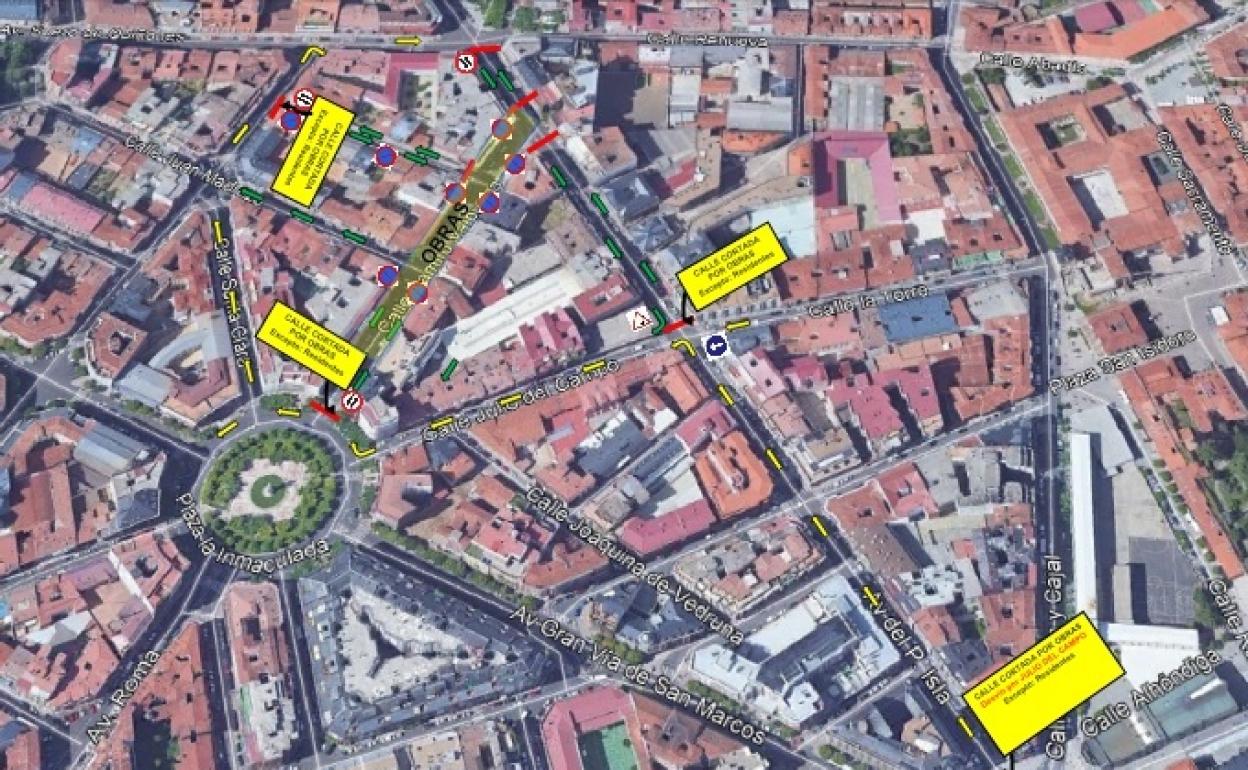 Plano de las callea a las que afecta la obra.