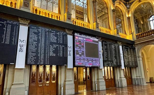 Interior de la Bolsa de Madrid. 