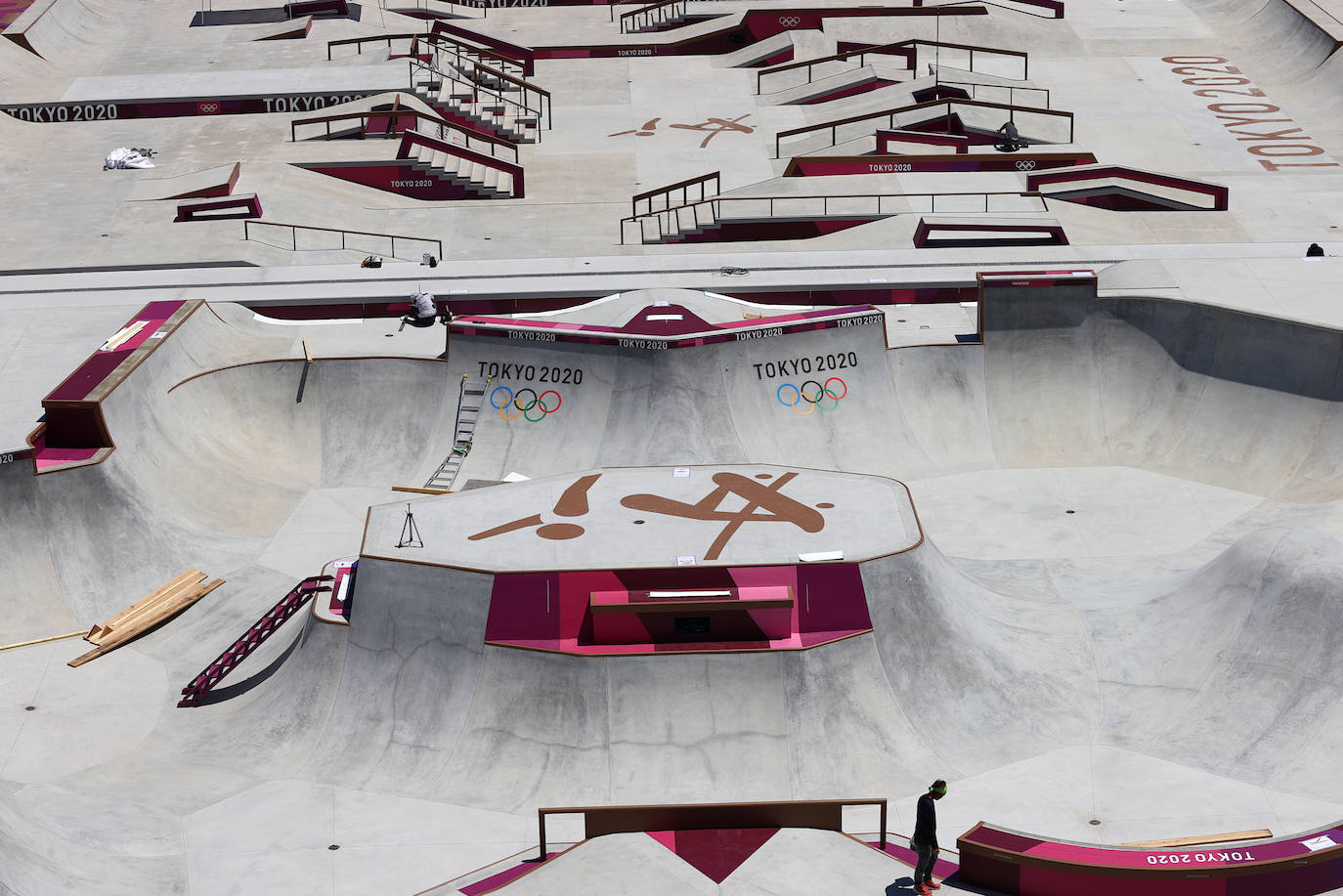Parque Deportivo Urbano de Ariake preparado para acoger las pruebas olímpicas de skate en Tokio.