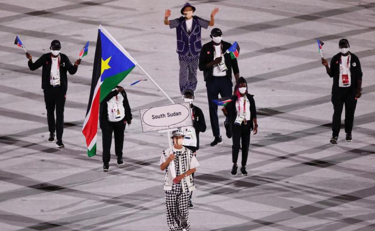 La delegación de Sudán en la ceremonia de apertura. 