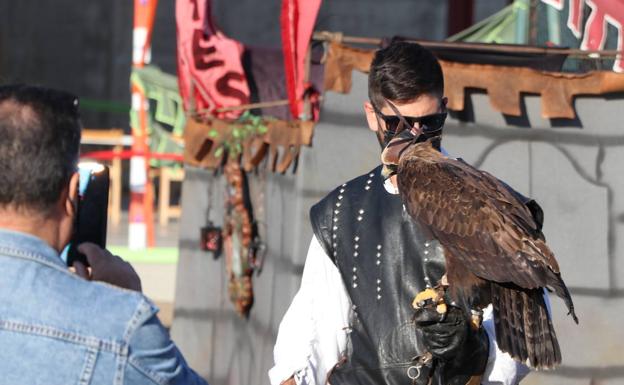 Imagen. Uno de los cetreros con una de las aves. 