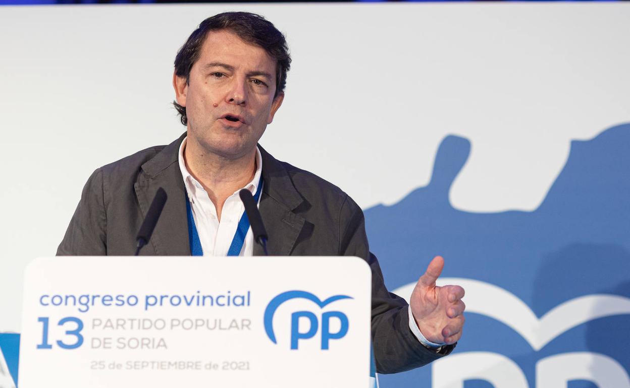 Mañueco, durante la celebración del XIII Congreso Provincial del PP de Soria.