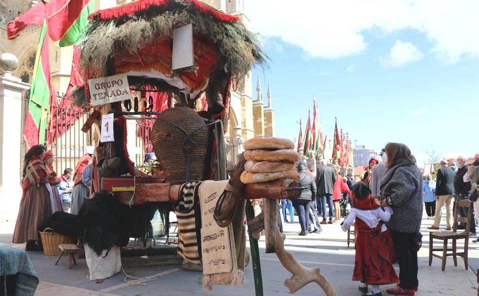 Uno de los carros a los pies de la Catedral de León. 