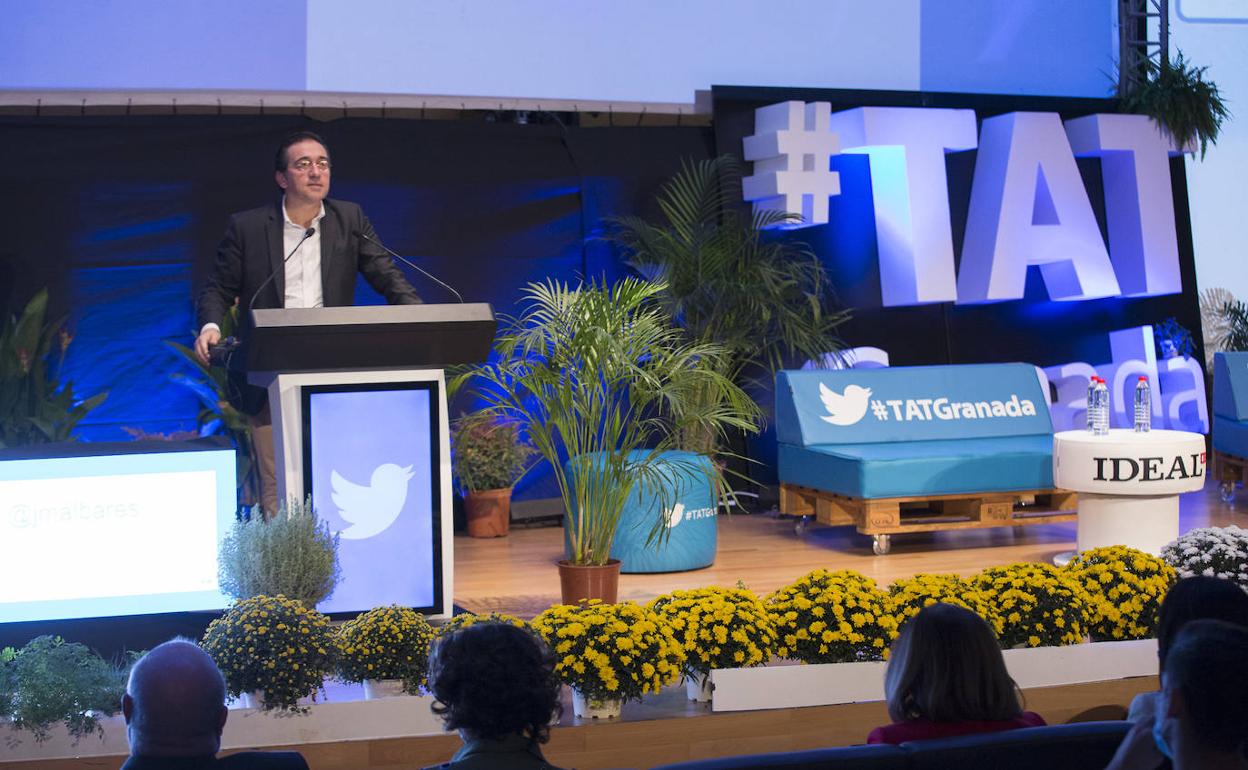 El ministro de Asuntos Exteriores, José Manuel Albares, en su intervención en el congreso Talking About Twitter.