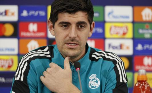 Thibaut Courtois, durante la rueda de prensa. 