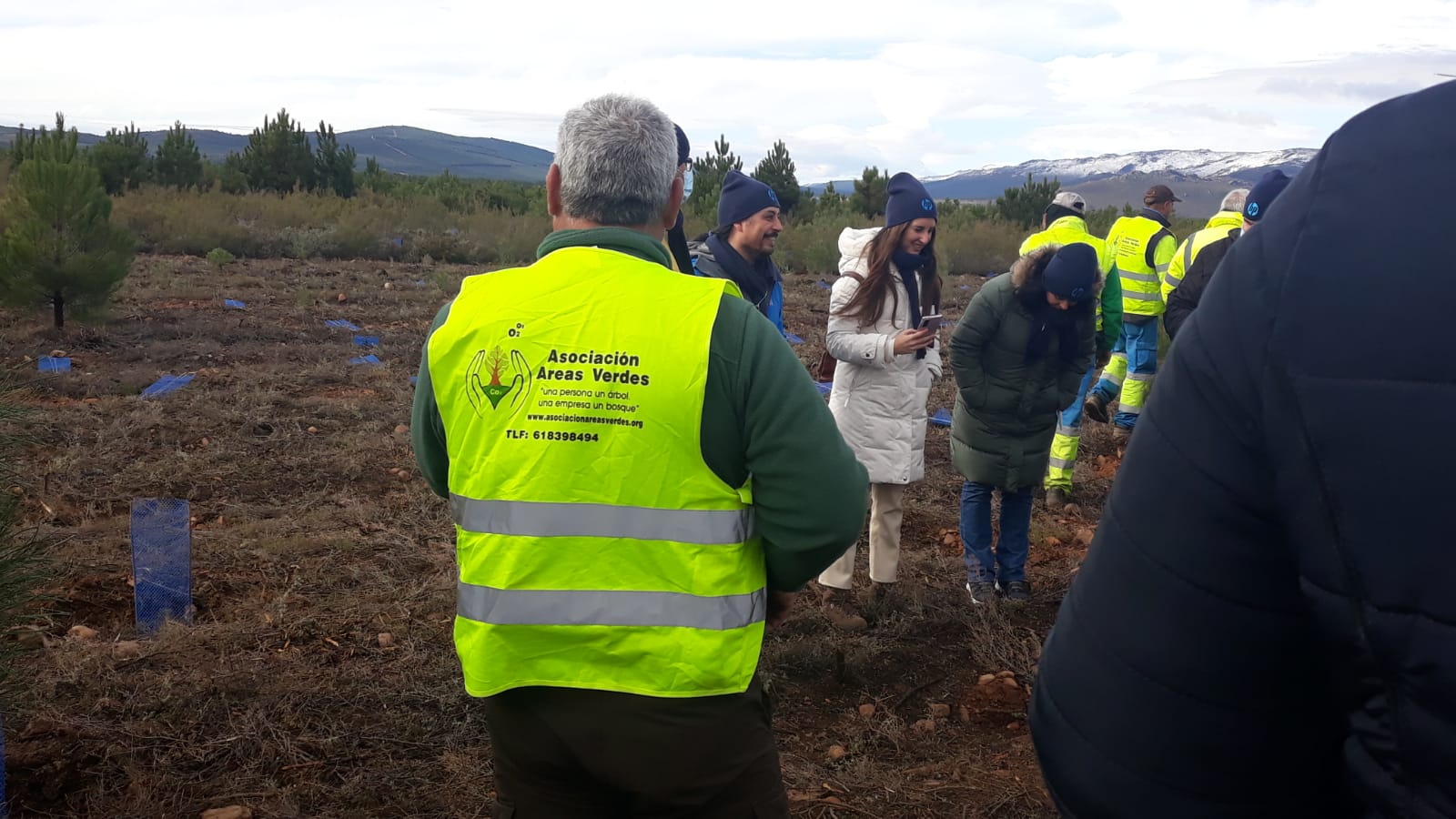 Decenas de personas participan en la plantación de árboles en el área arrasada por el incendio de Castrocontrigo.