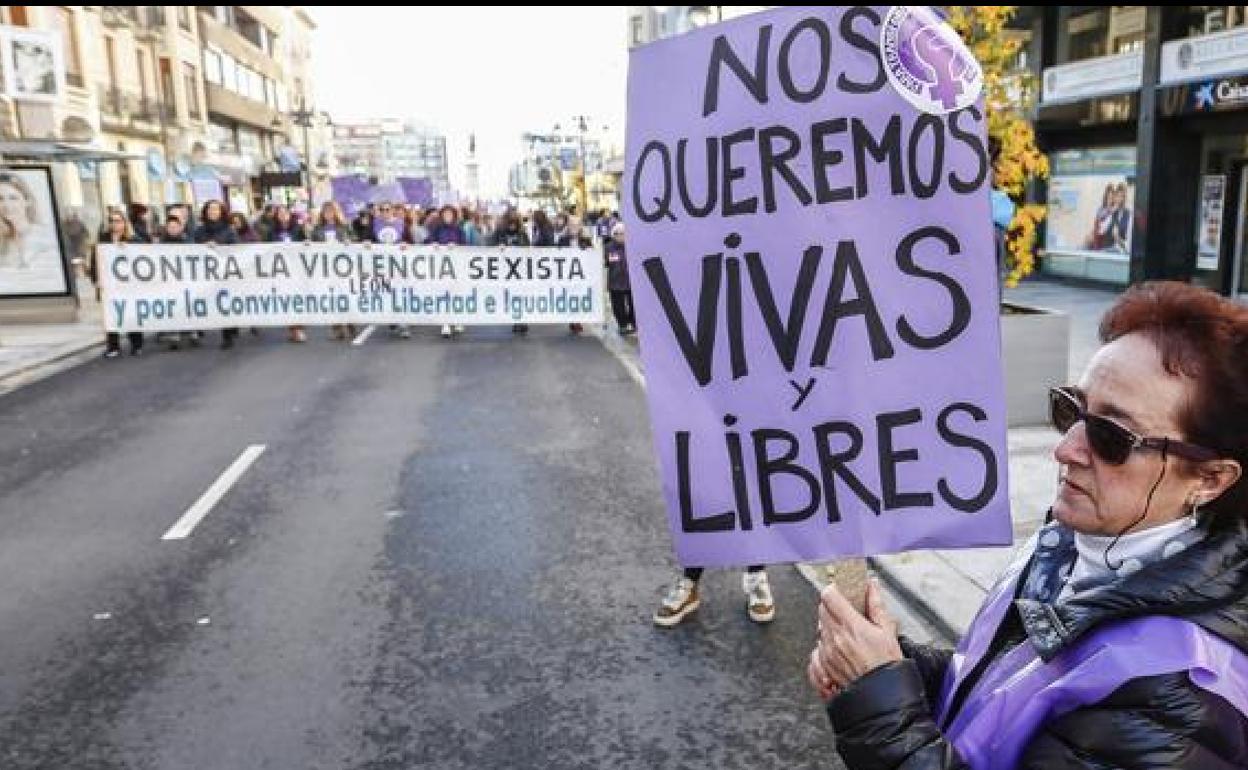 Imagen de una manifestación contra la violencia de género en León. 