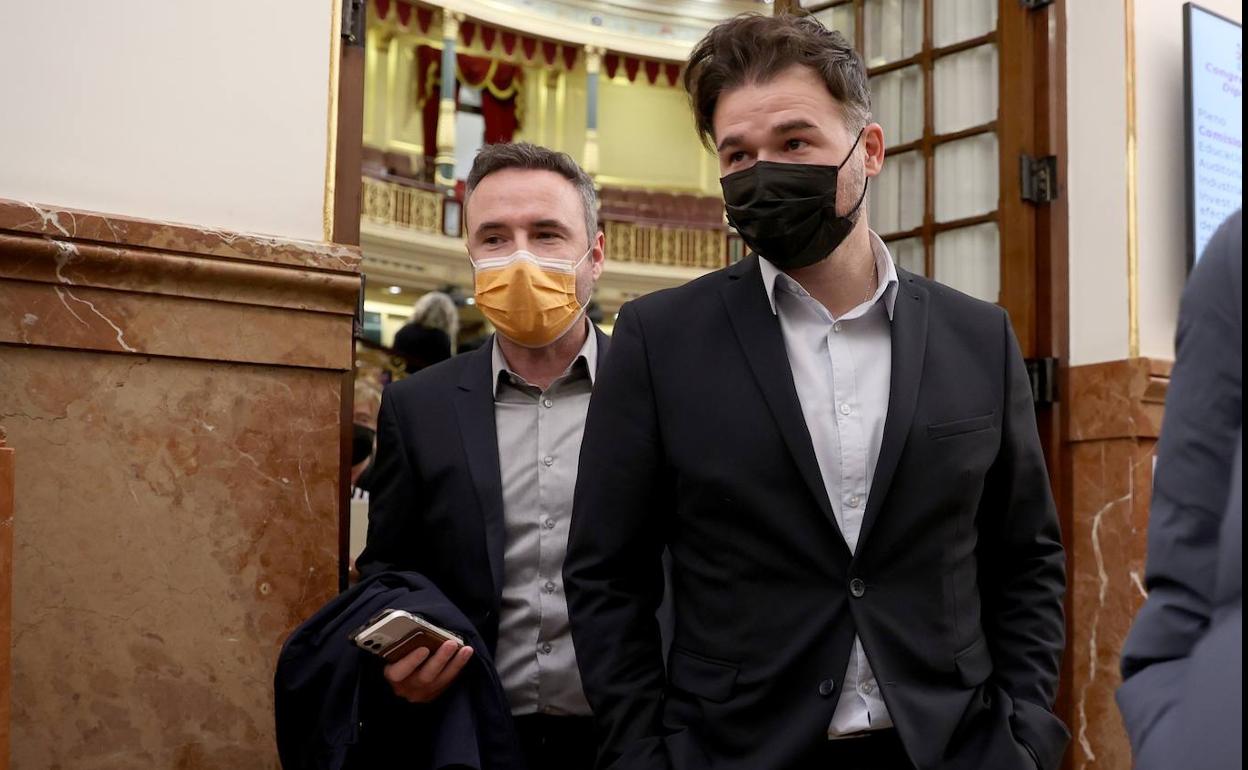 Gabriel Rufián, durante el pleno del Congreso del martes.