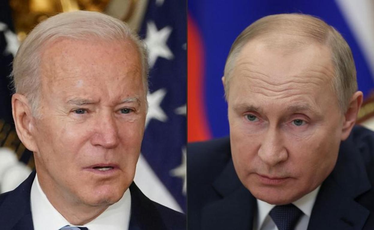 Joe Biden y Vládimir Putin, presidentes de Estados Unidos y Rusia. 