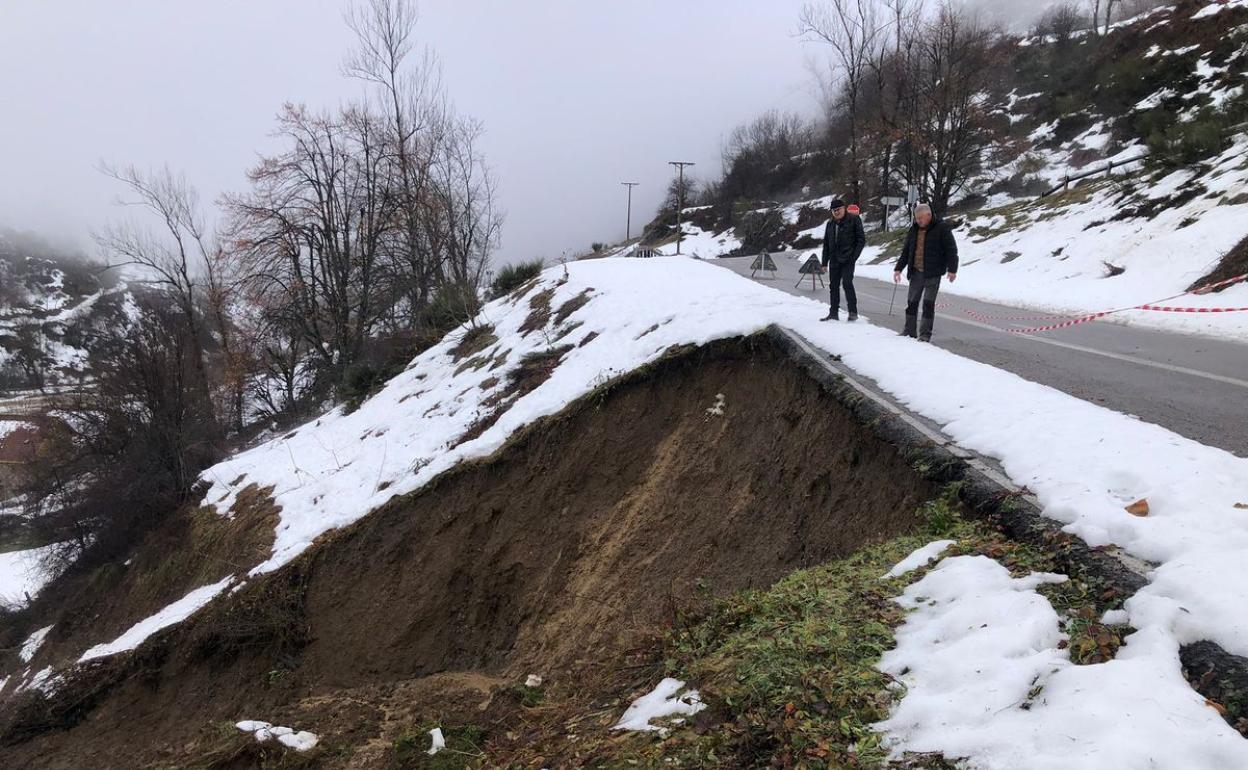 Imagen de la zona afectada por los desprendimientos causados por las fuertes nevadas.