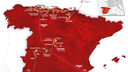 Un instante de la presentación de la Vuelta a España, que regresa a León, este jueves. En la imagen, el recorrido visto de forma parcial. 