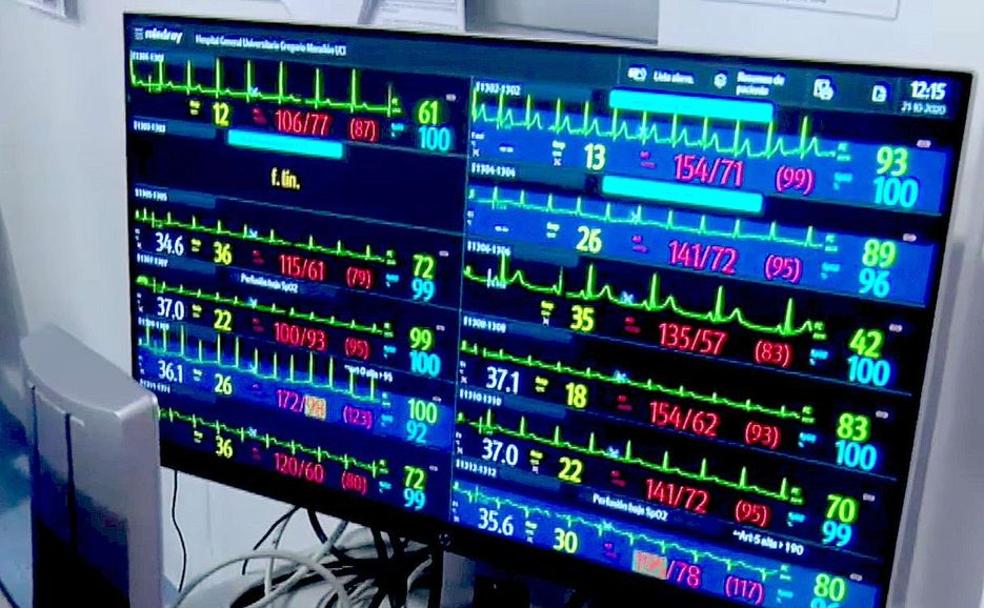 Monitores de una unidad de críticos definen el estado de los pacientes. El complejo complemento de máquinas y especialistas logra mantener con vida a pacientes que de otro modo no podrían sobrevivir a la enfermedad. 
