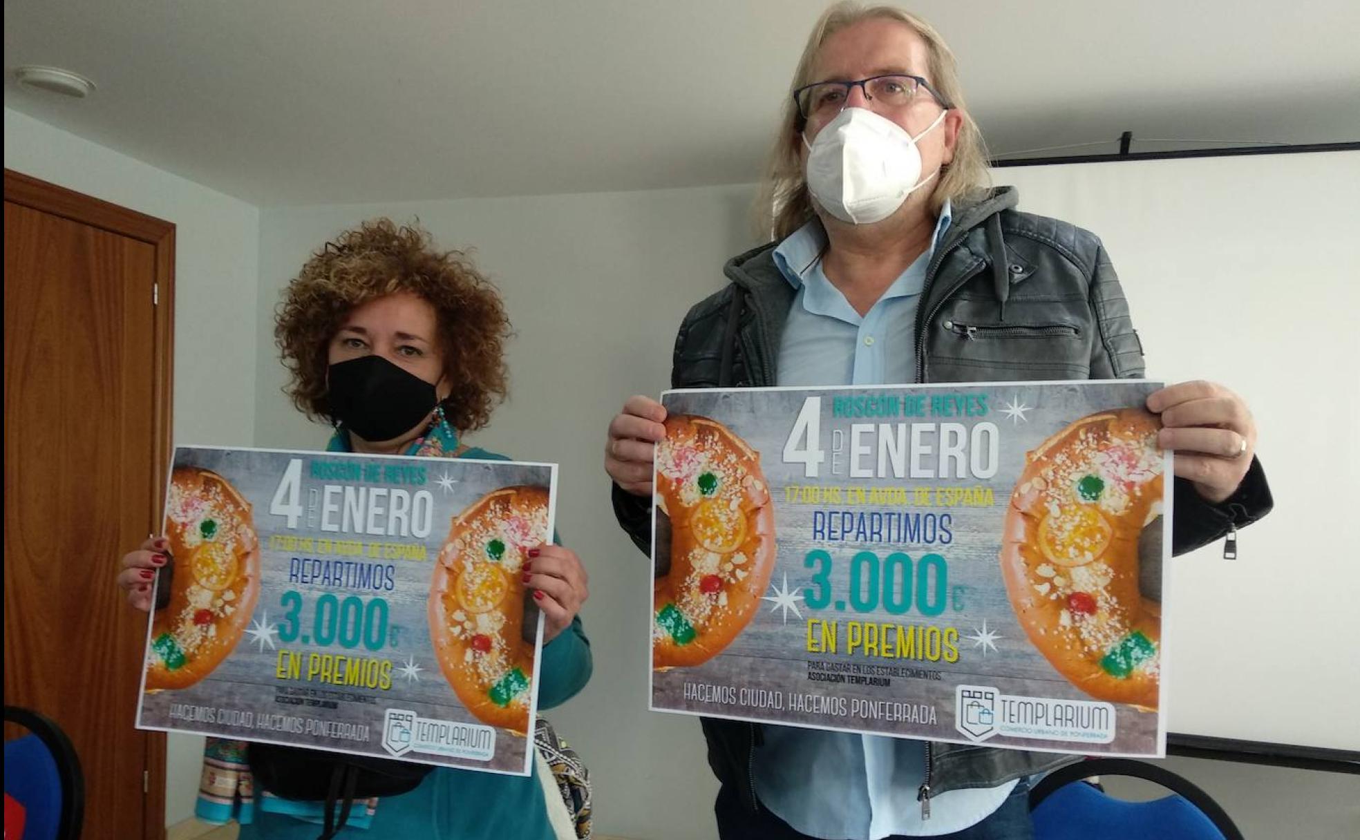 Presentación del gran roscón de Reyes de la Asociación de Comercio Urbano Templarium de Ponferrada.