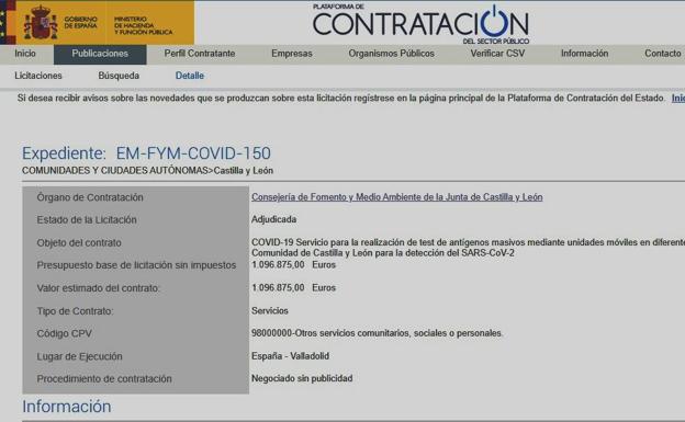 Imagen de los tres contratos «millonarios» que las empresas leonesas cuestionan al no haber permitido la libre concurrencia pese a que su importe alcanza los 6,3 millones de euros en su conjunto. 