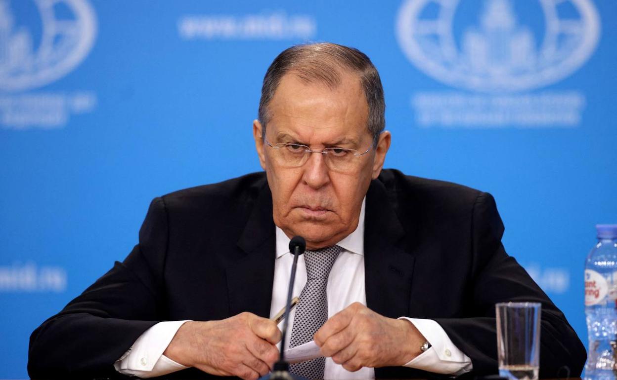 Serguéi Lavrov, ministro de Exteriores ruso, durante su comparecencia este viernes.